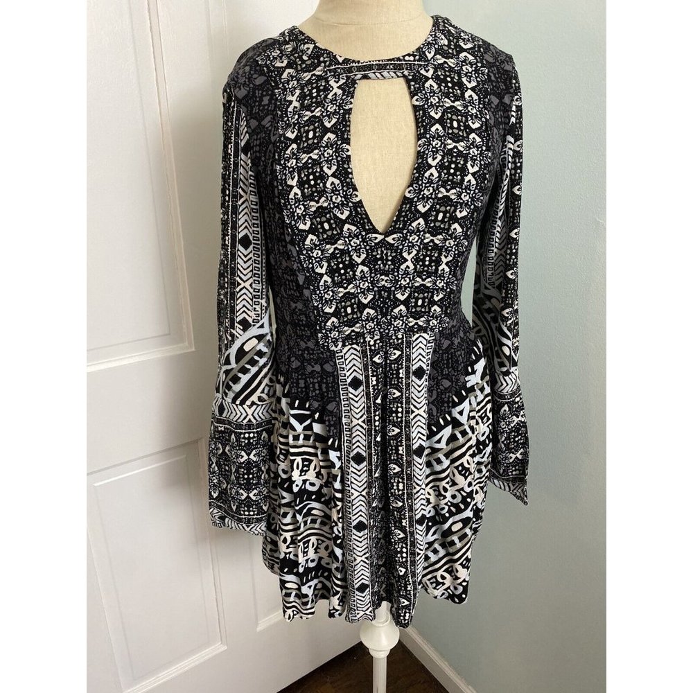Free People Boho Fit & Flare Wide Sleeve Dress Pockets Size 2